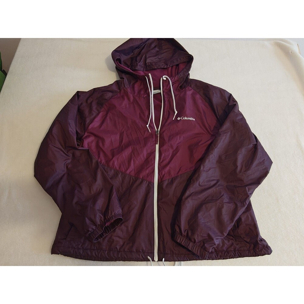 Women’s Columbia Center Ridge Windbreaker Jacket XL Hooded Full Zip Lightweight